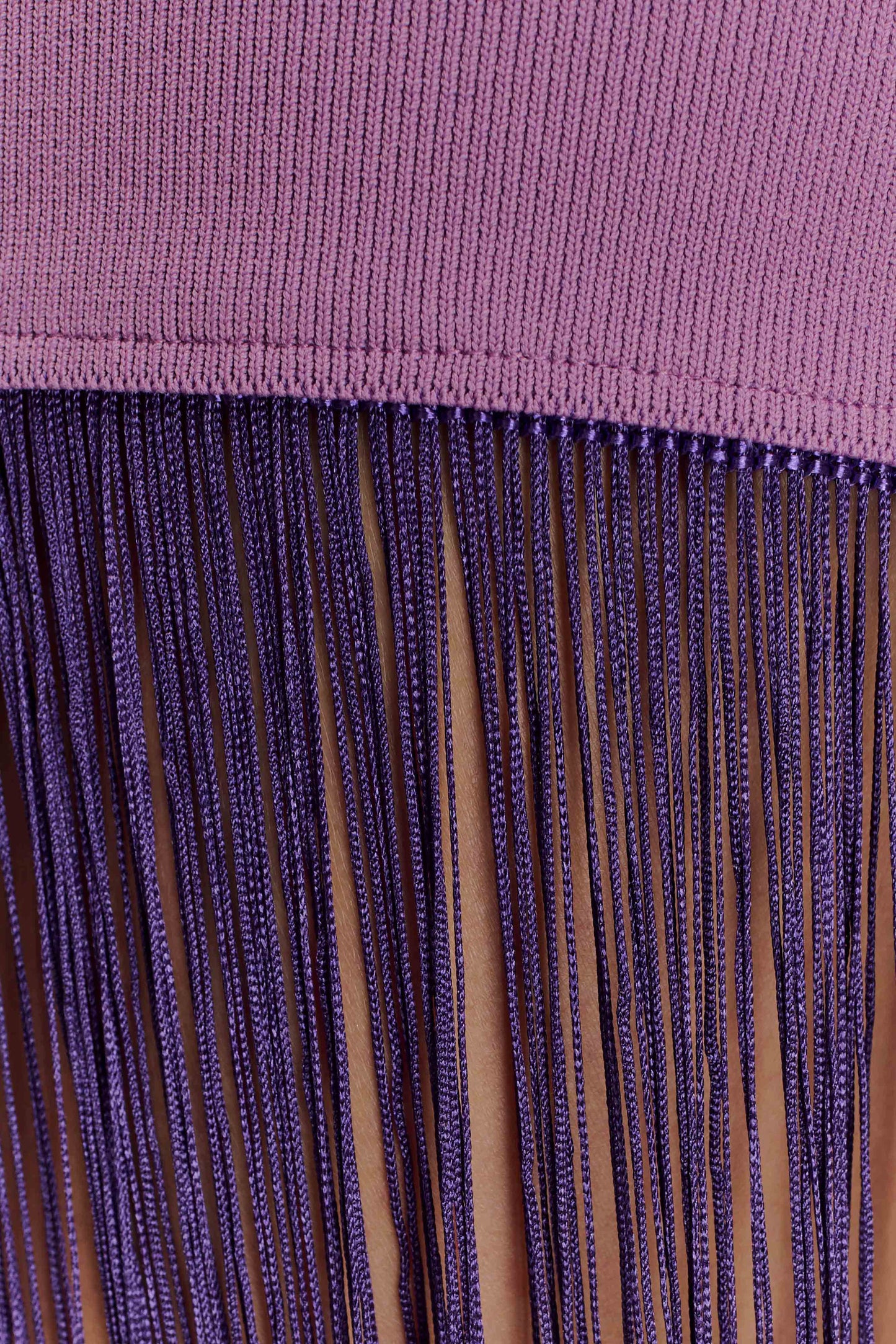 Koah Robe Maxi Tricot à Franges et Emmanchures - Violette
