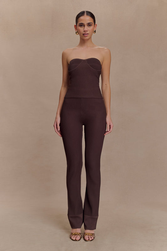 Pantalon côtelé en tricot Elodie - Chocolat
