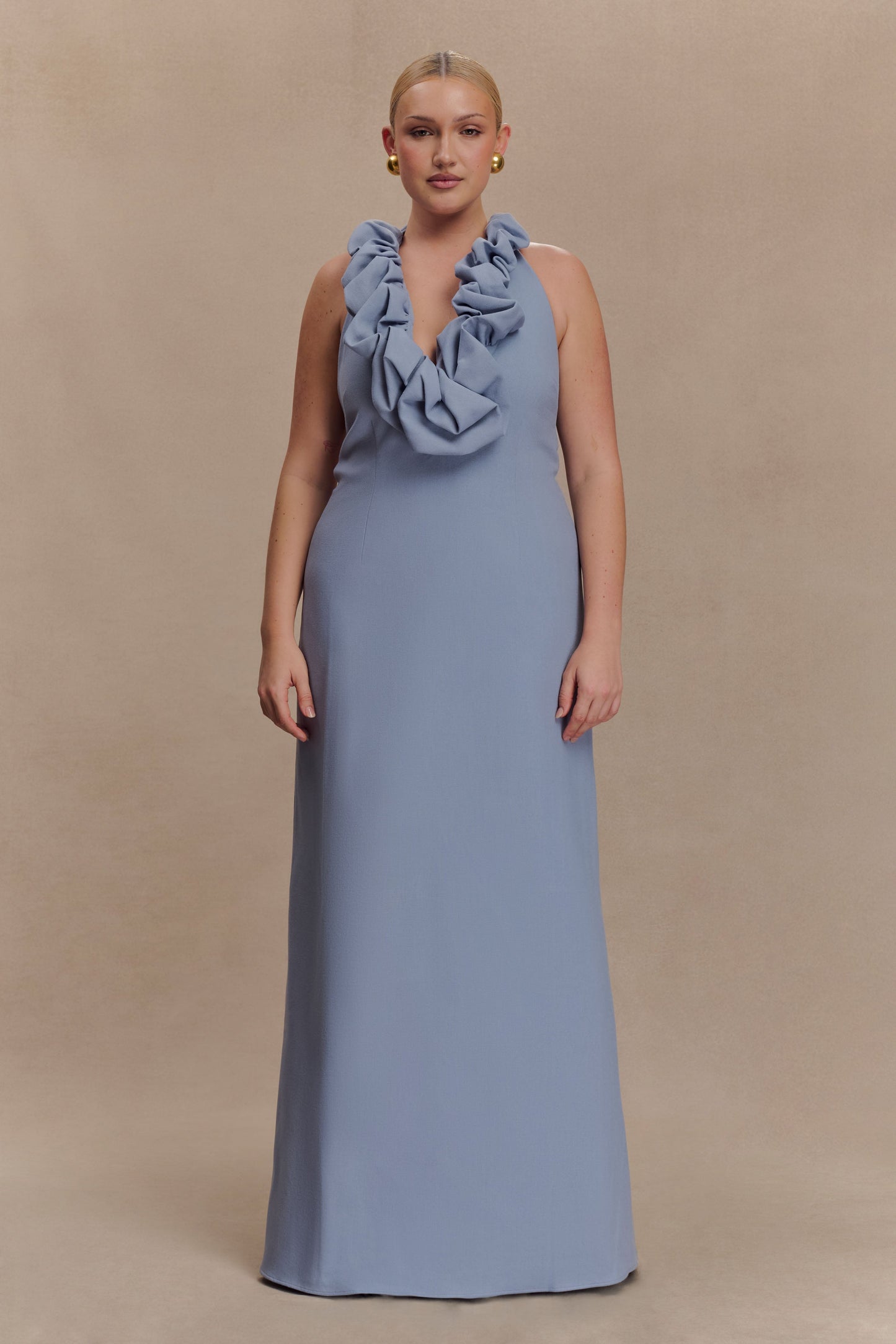 Robe Maxi en Lin Carolyn - Bleu Cendré