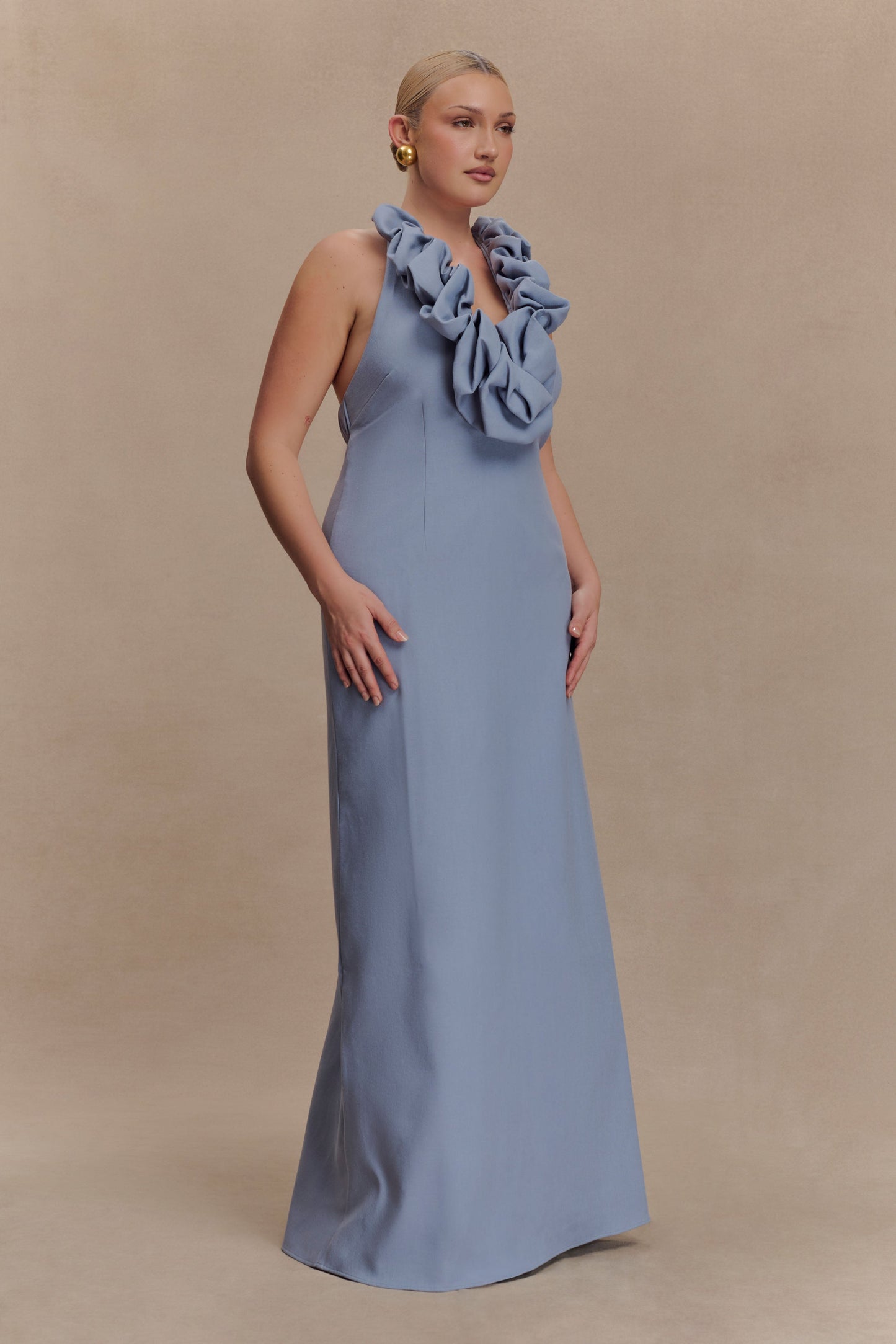 Robe Maxi en Lin Carolyn - Bleu Cendré