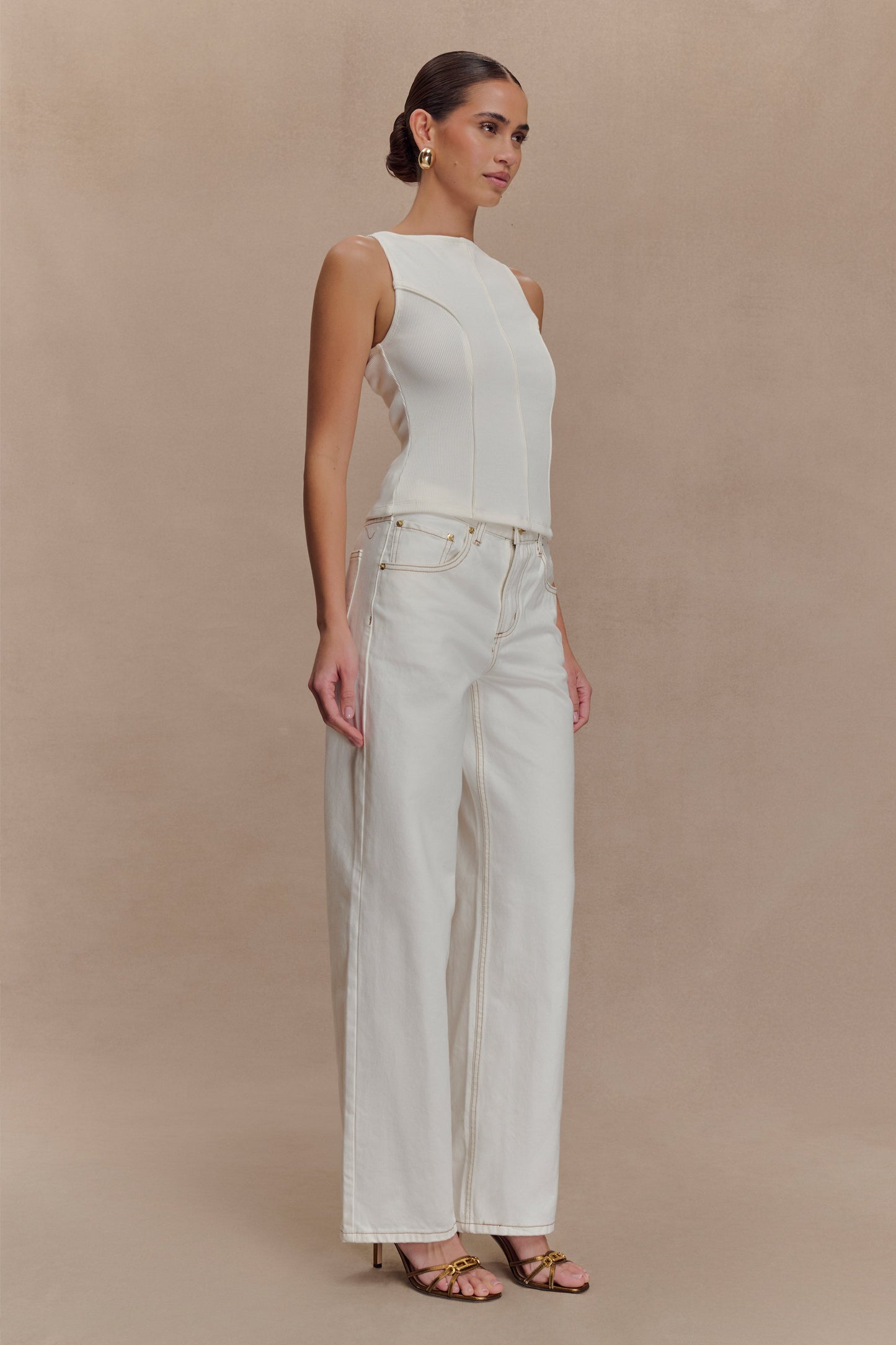 Haut sans manches à panneaux Coraline - Blanc