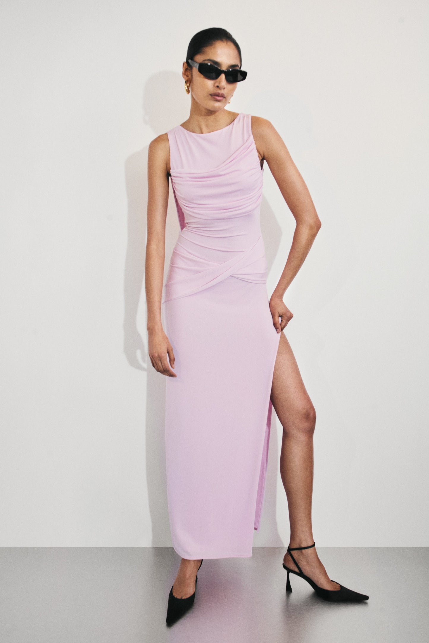 Henley Robe Maxi Dégradée et Fluide - Rose Poussière