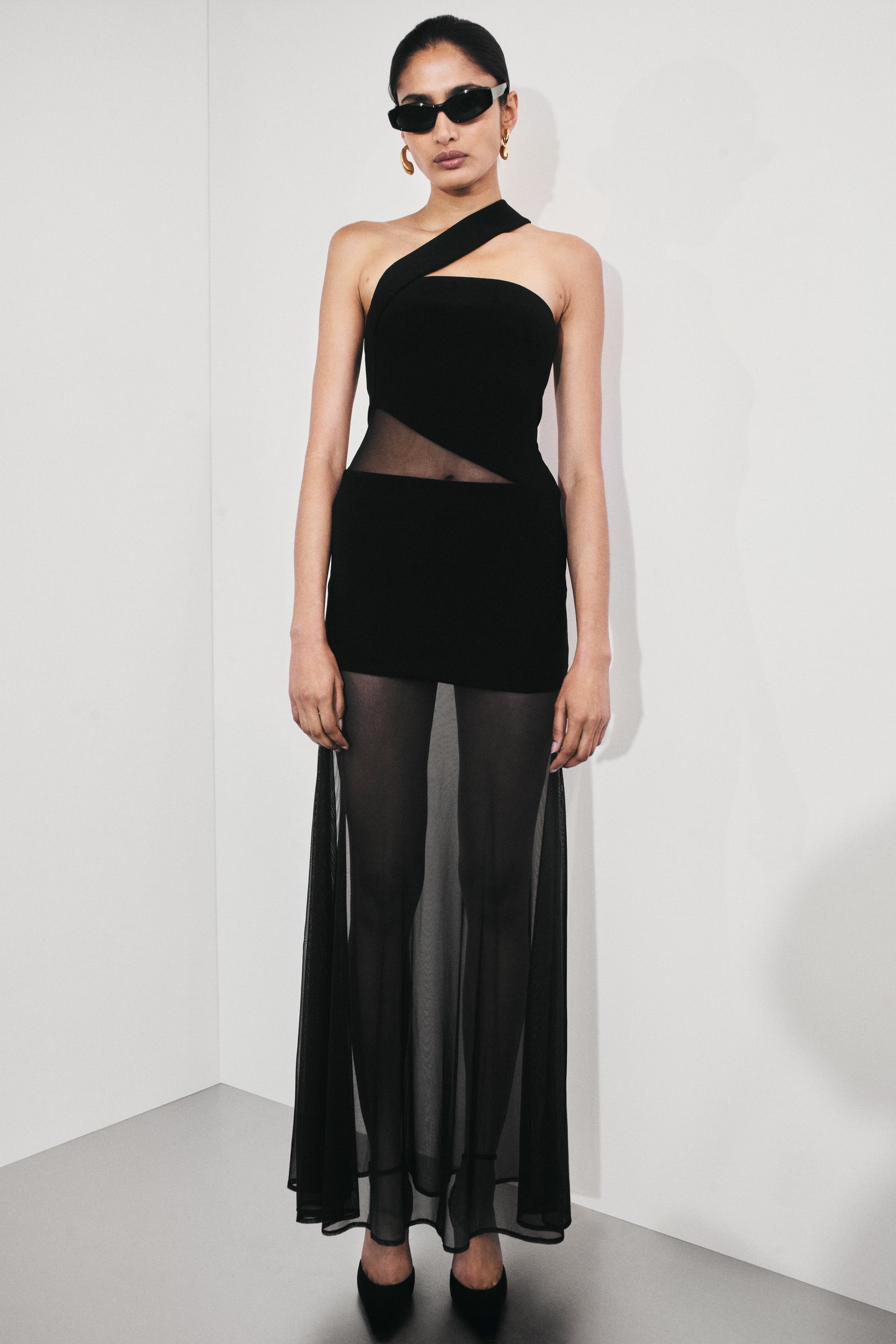 Robe Maxi en Maille Perforée Vashti - Noire