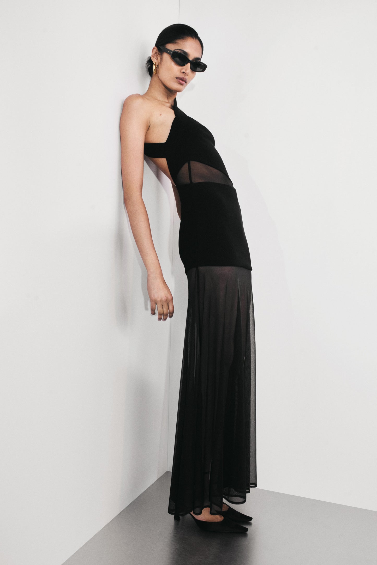 Robe Maxi en Maille Perforée Vashti - Noire