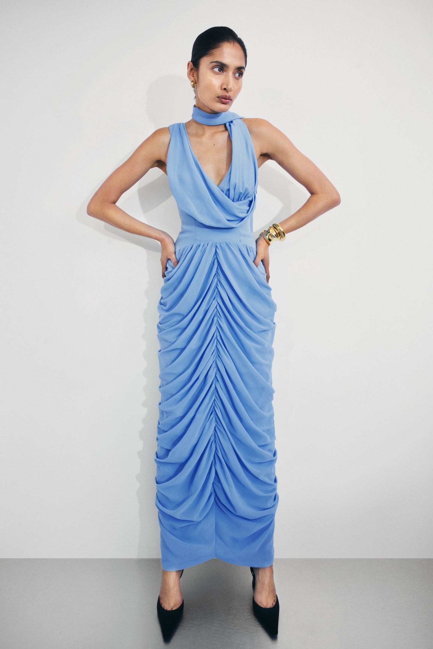 Robe Maxi en Chiffon Alex - Bleu