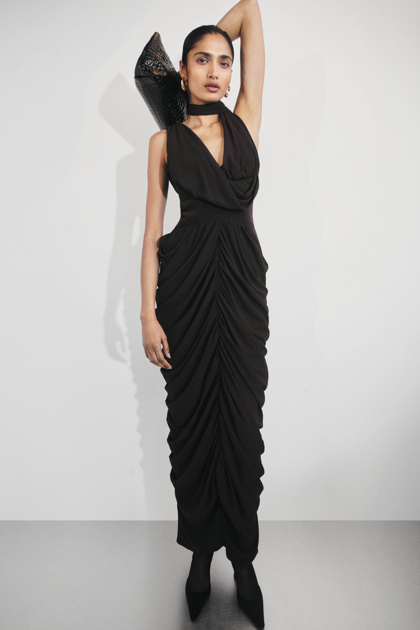 Robe Maxi en Chiffon Alex - Brun Cacao