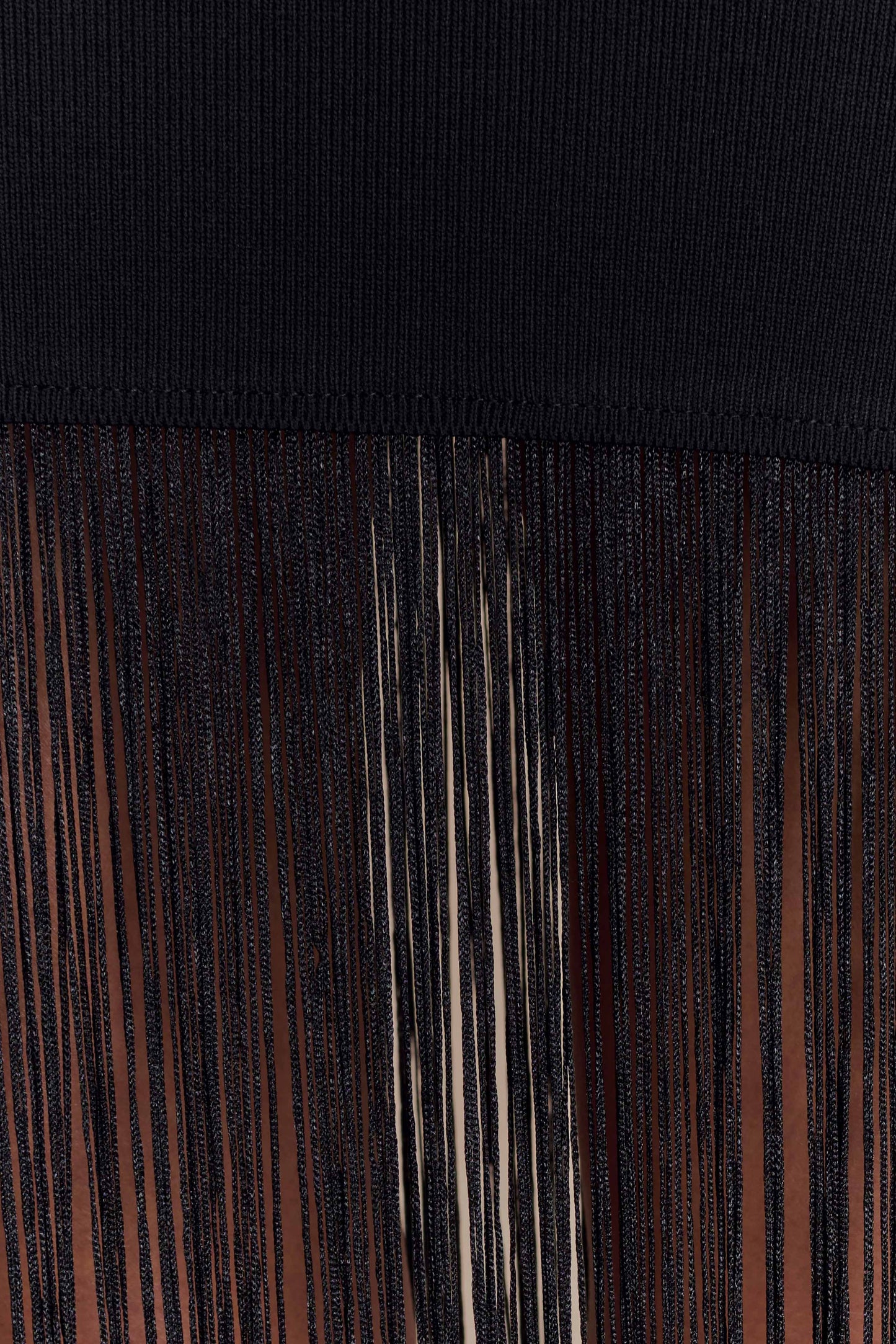 Robe maxi en jersey côtelé à franges Koah - Noir