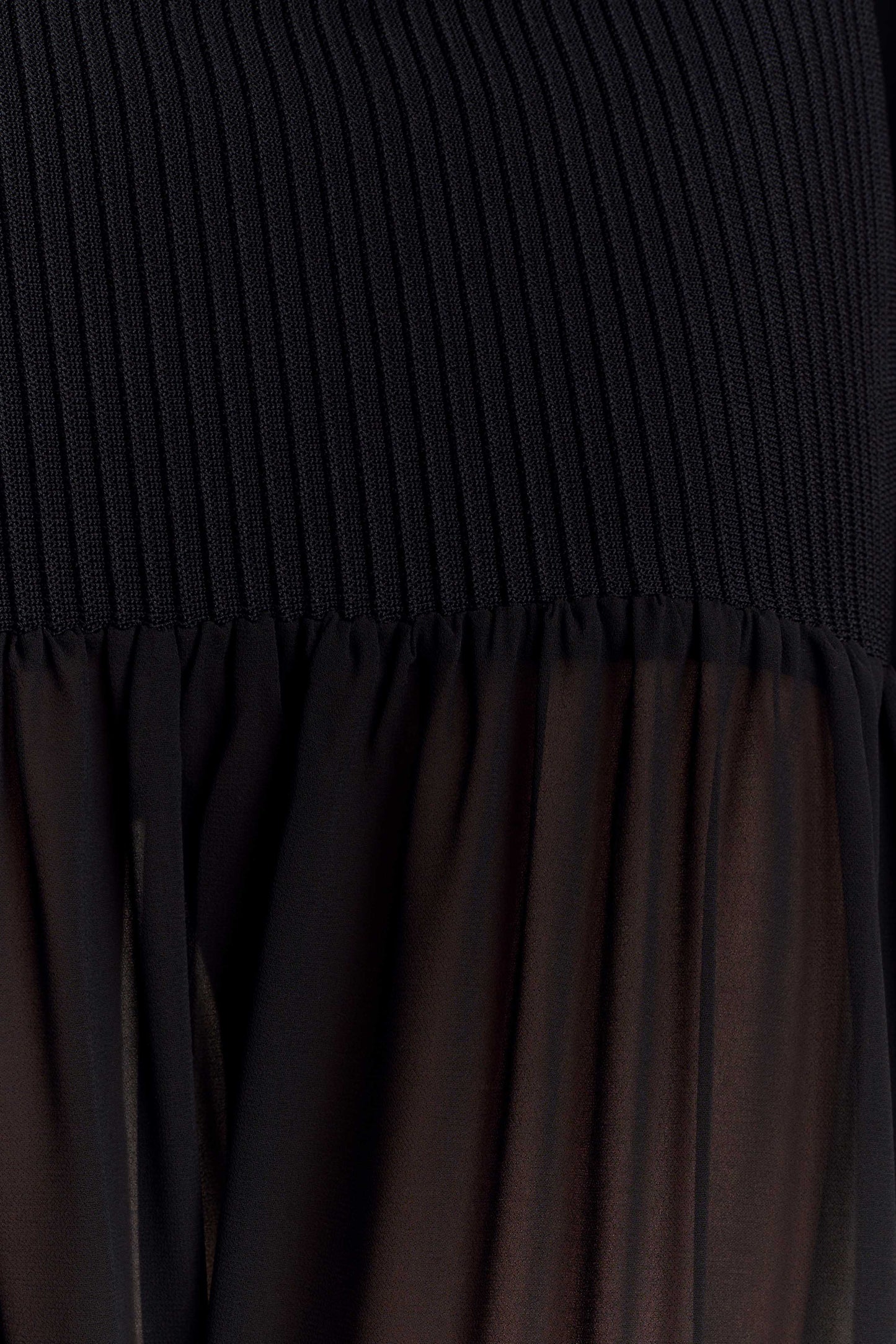 Haille Robe Maxi en Chiffon Tricoté - Noir