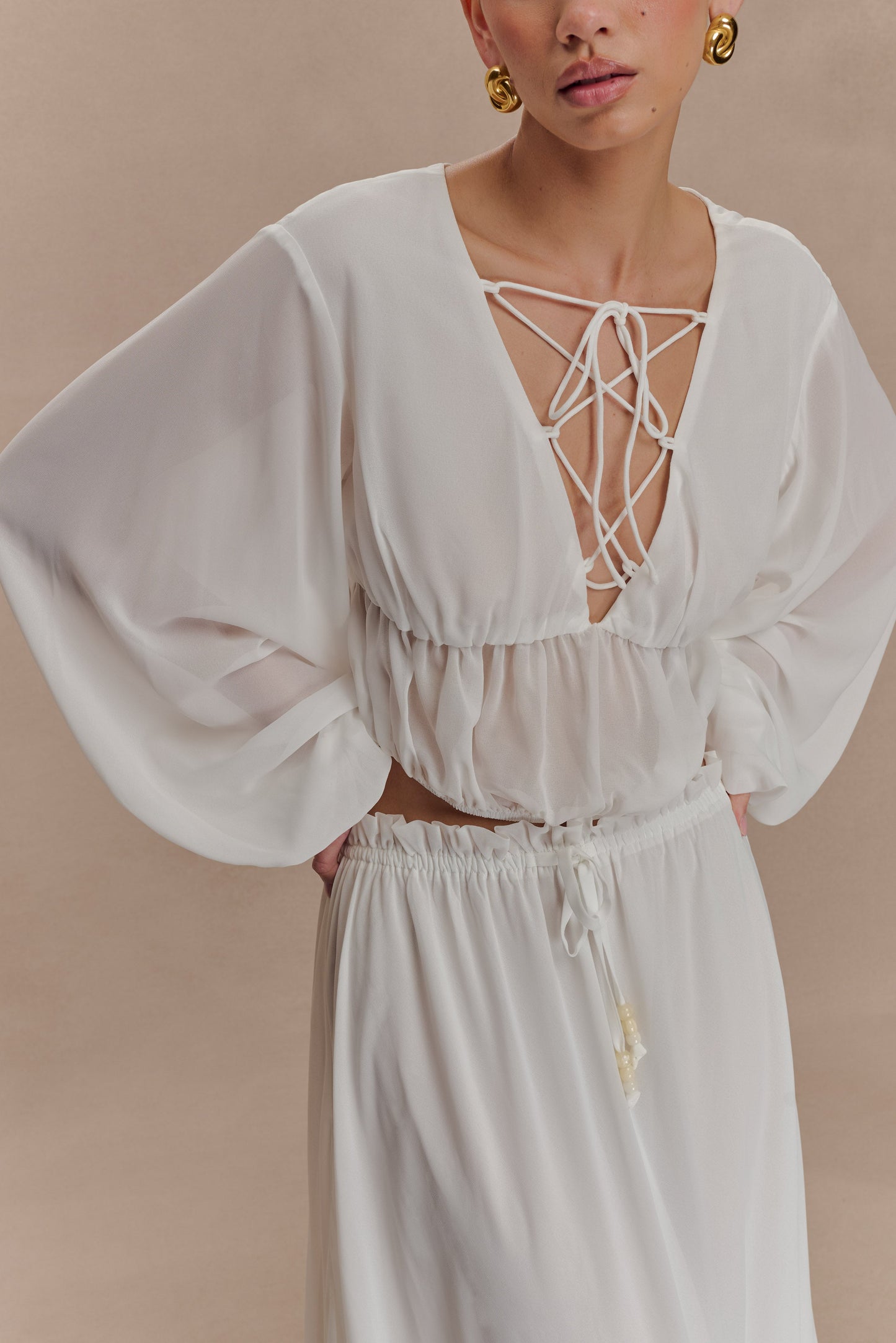 Jupe Maxi en Chiffon Carlie - Ivoire