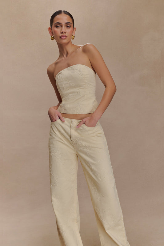 Jeans en jean brodés Ebony - Crème