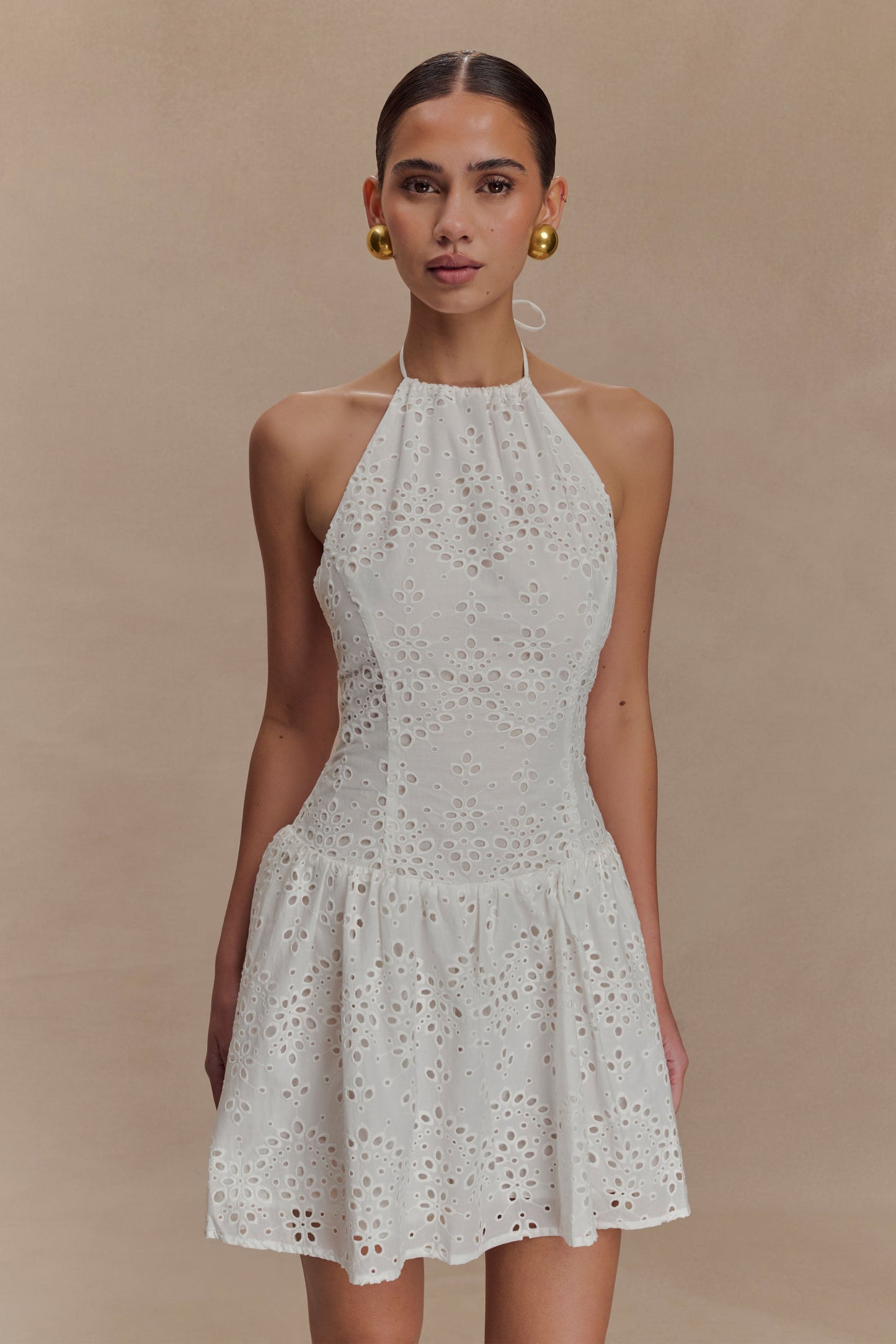 Mini-robe Carlina brodée - Blanche