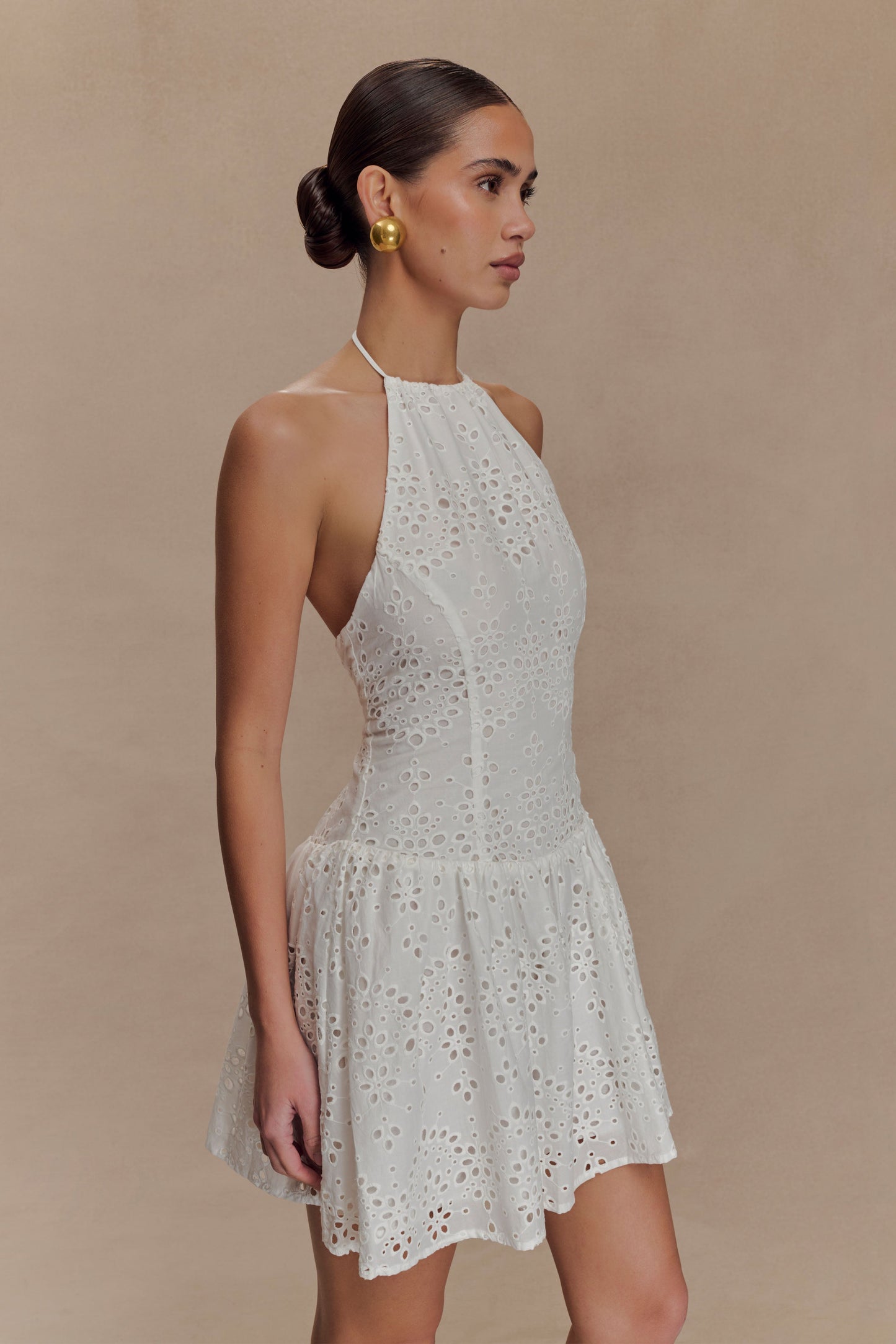 Mini-robe Carlina brodée - Blanche