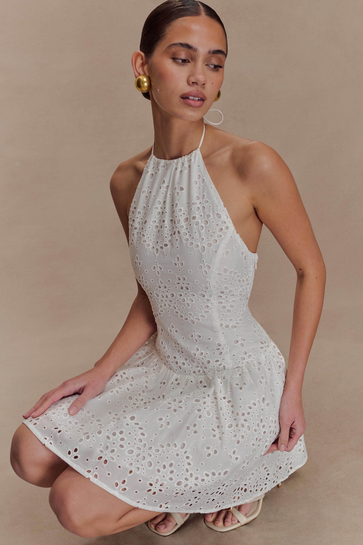 Mini-robe Carlina brodée - Blanche