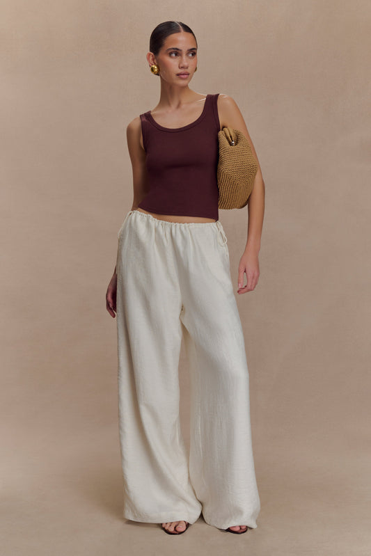 Pantalon droit à cordon de serrage Callum - Blanc
