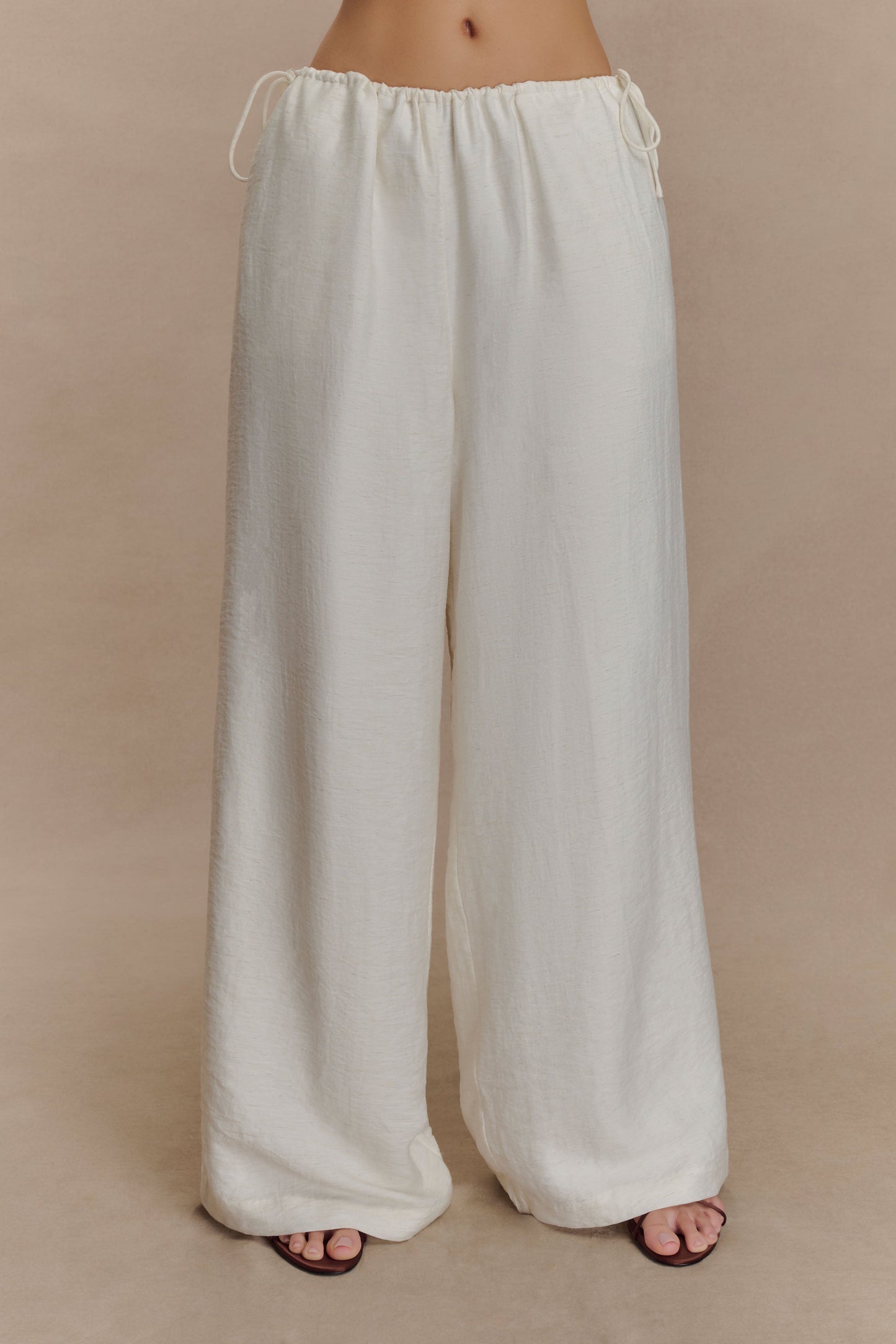 Pantalon droit à cordon de serrage Callum - Blanc