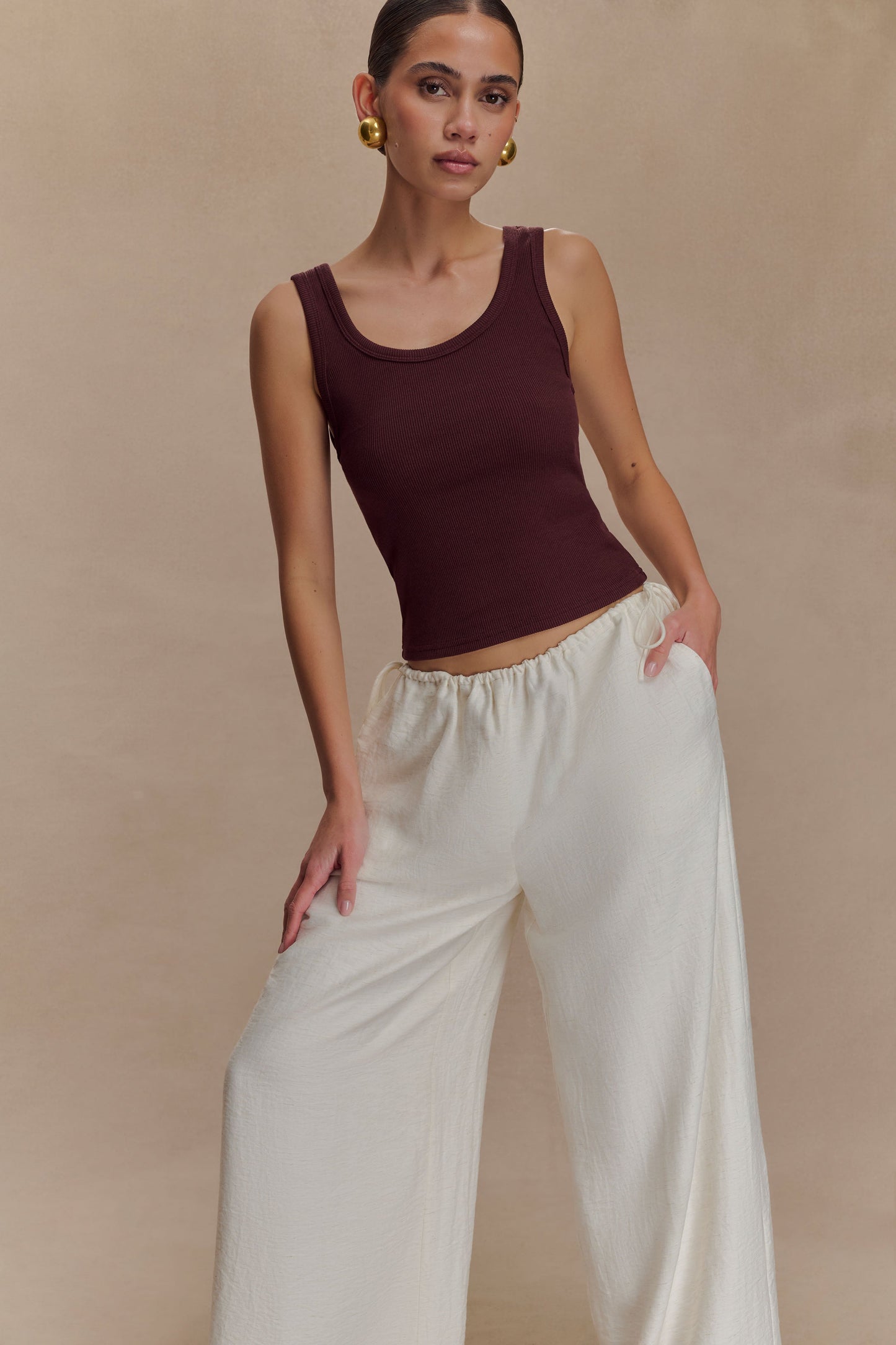 Pantalon droit à cordon de serrage Callum - Blanc