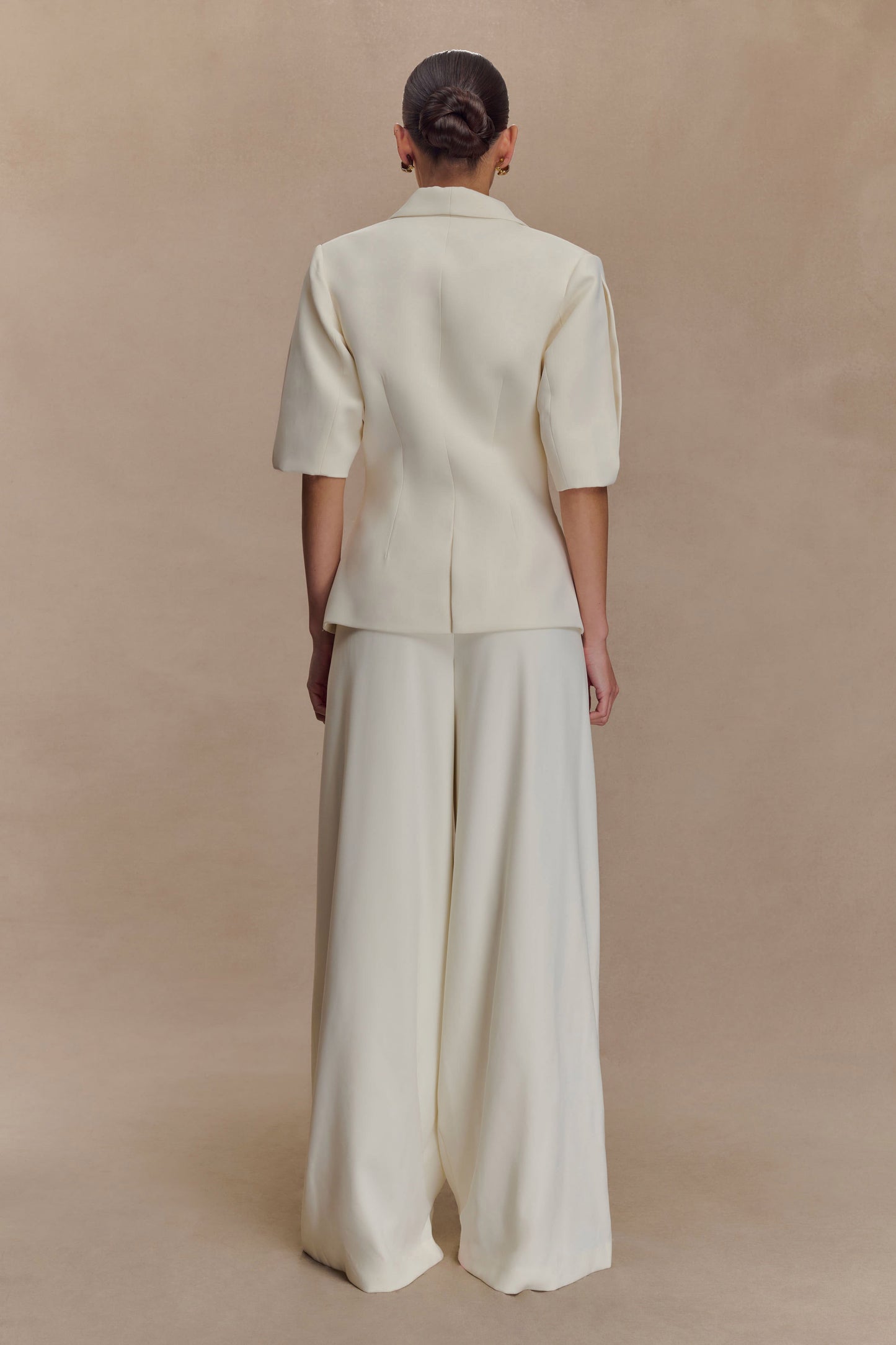 Top tailleur à manches bouffantes Opal - Ivoire