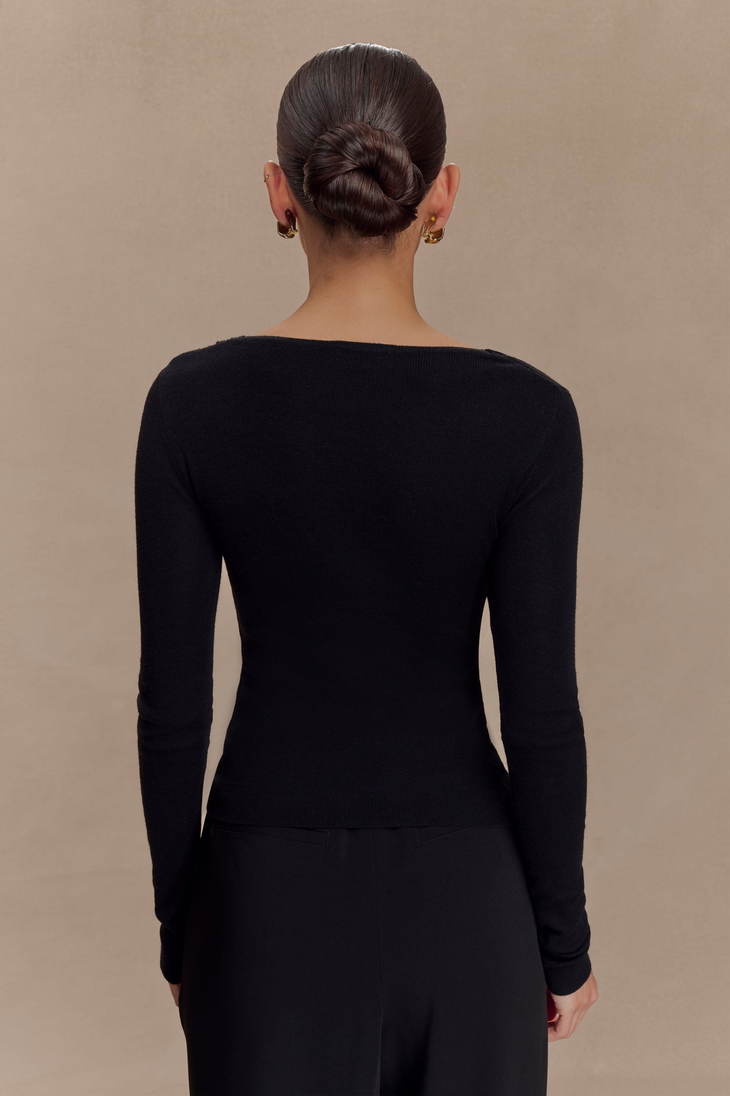 Top en tricot torsadé et drapé Culver - Noir