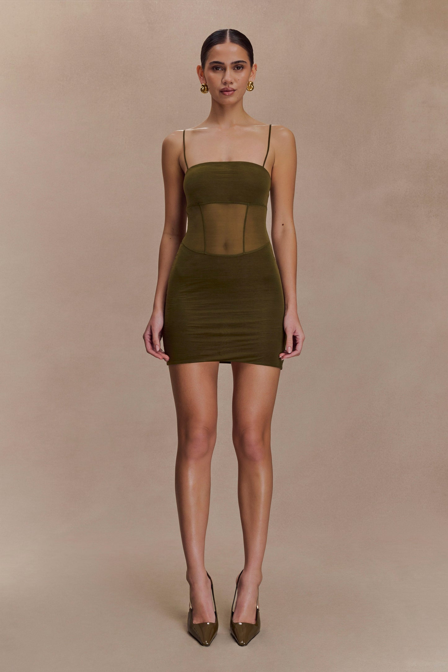 Mini-robe en maille Maryk - Khaki
