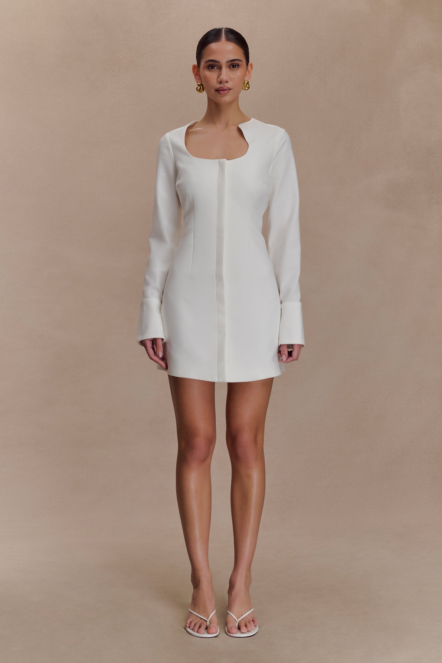 Robe chemise en coton Carina à peplum - Blanc