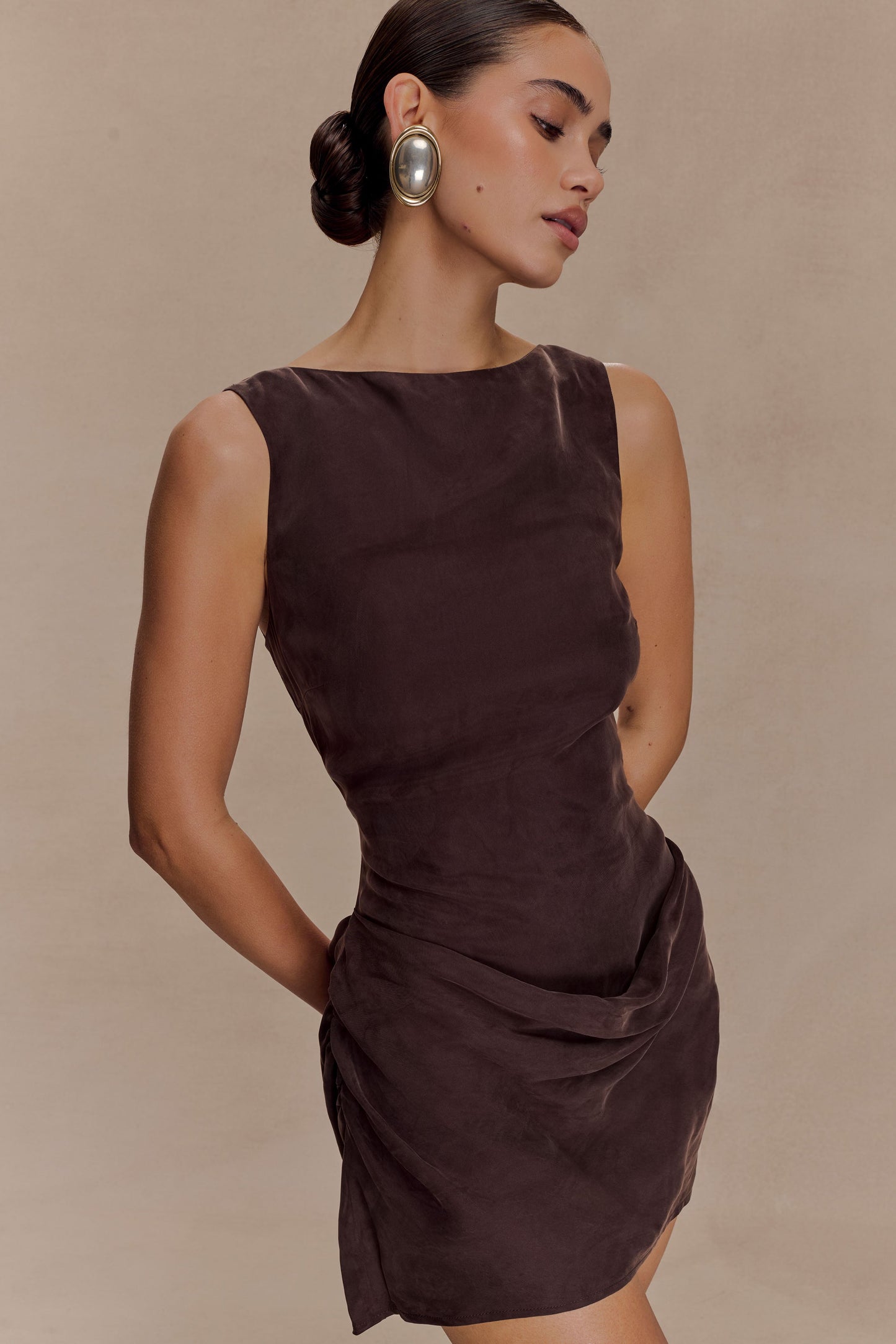 Mini-robe drapée Bexley - Chocolat noir