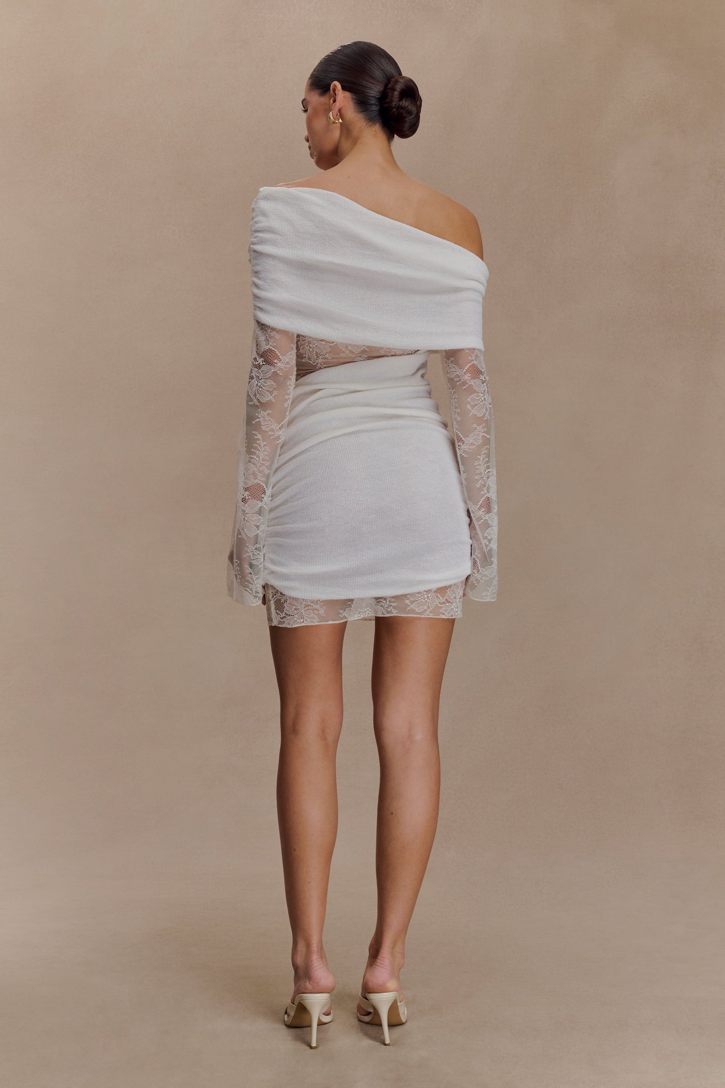Mini-robe en tricot dentelé Luxie - Ivoire