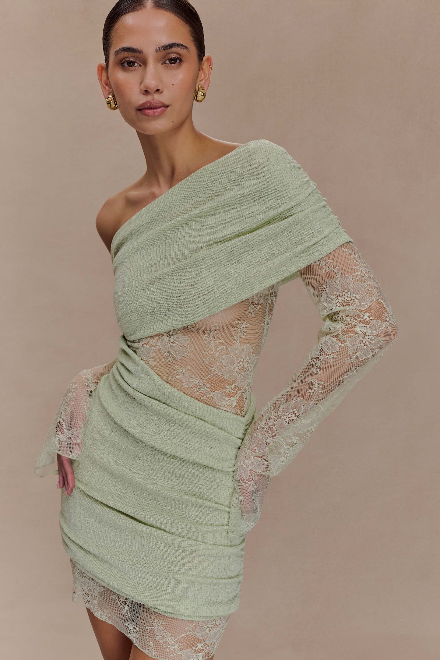 Mini-robe en jersey à volants Luxie - Vert pastel