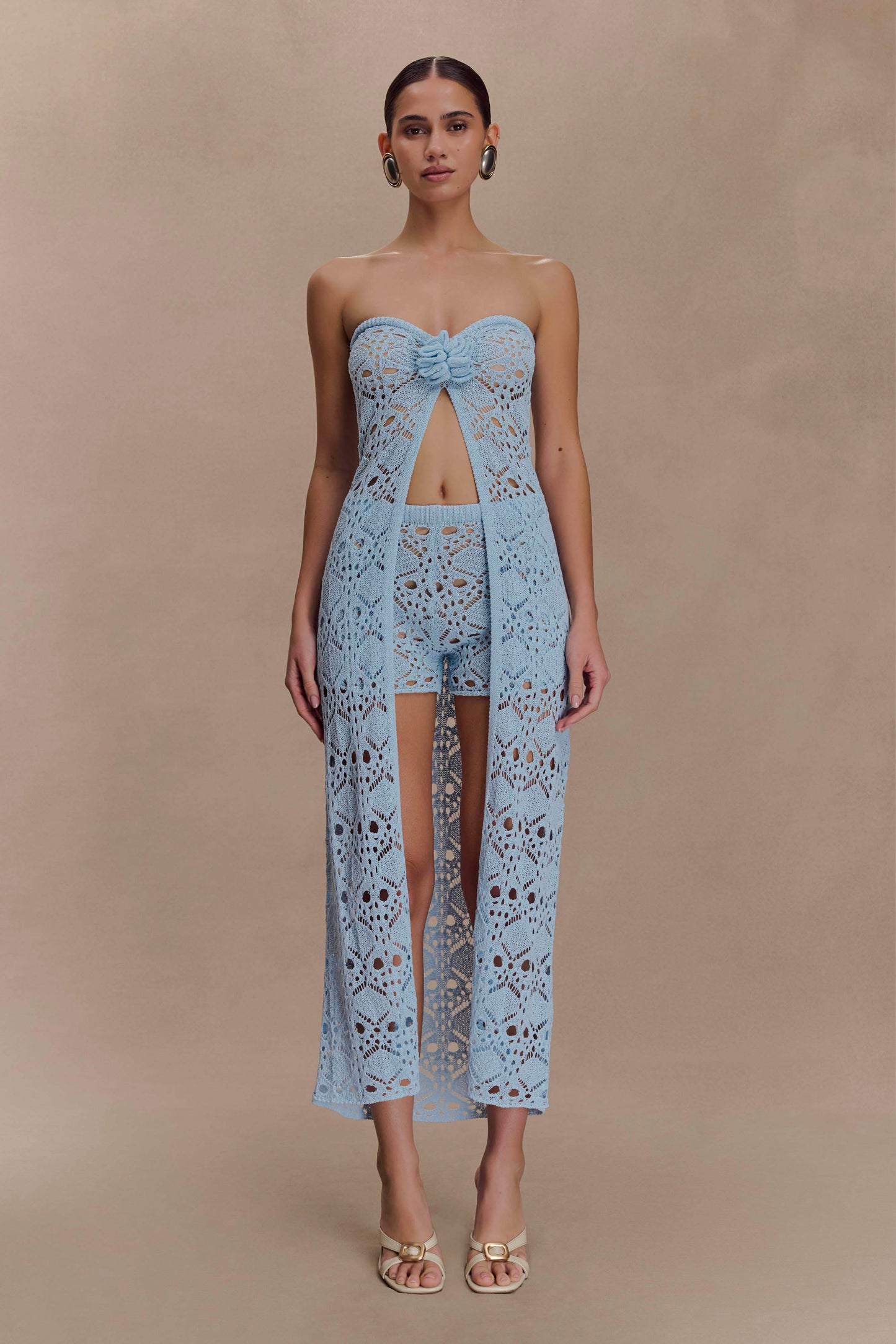 Shorts en Tricot Croisé Aeline - Bleu Ciel