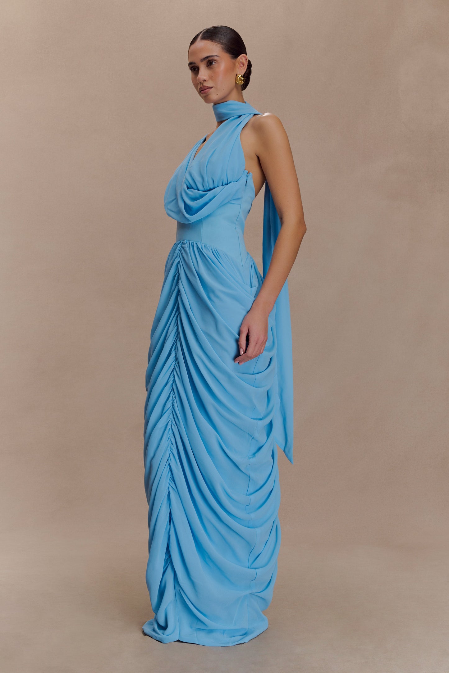 Robe Maxi en Chiffon Alex - Bleu