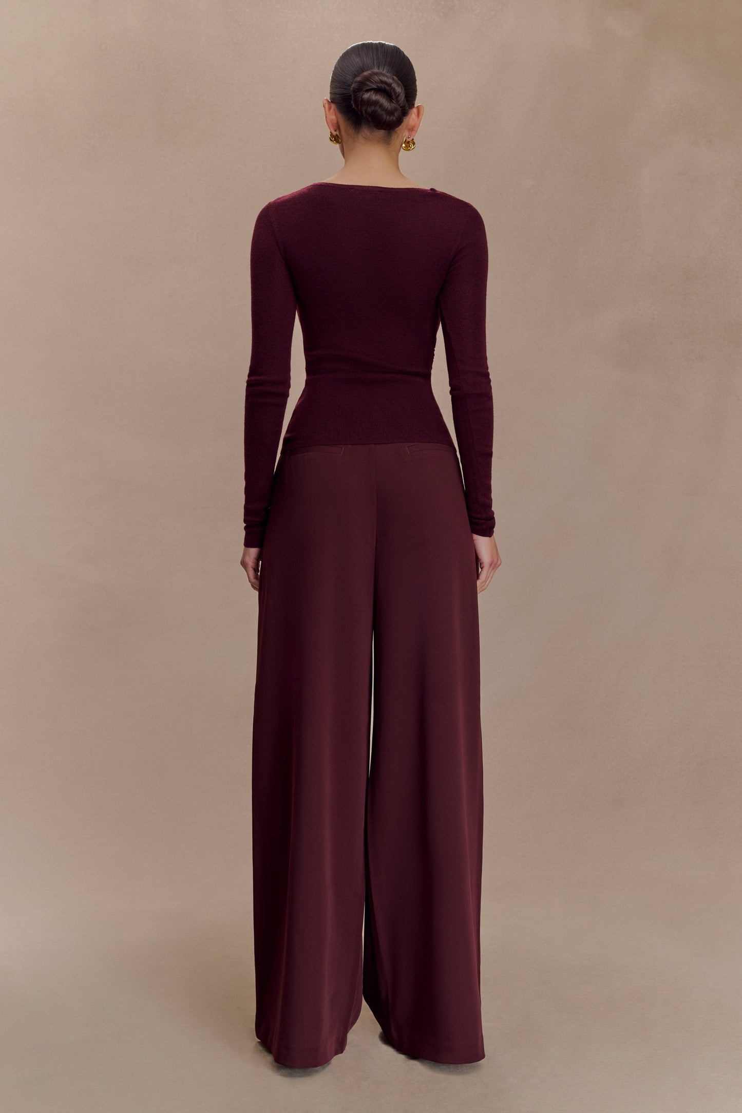 Top en tricot torsadé et drapé Culver - Vin rouge
