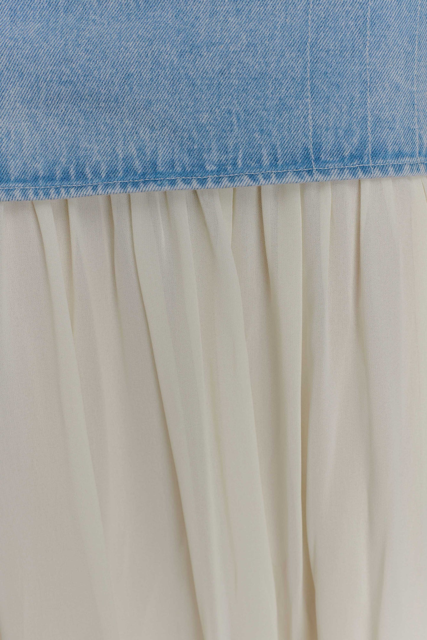 Jupe Maxi en Jean Chiffon Tully - Bleu des Années 80