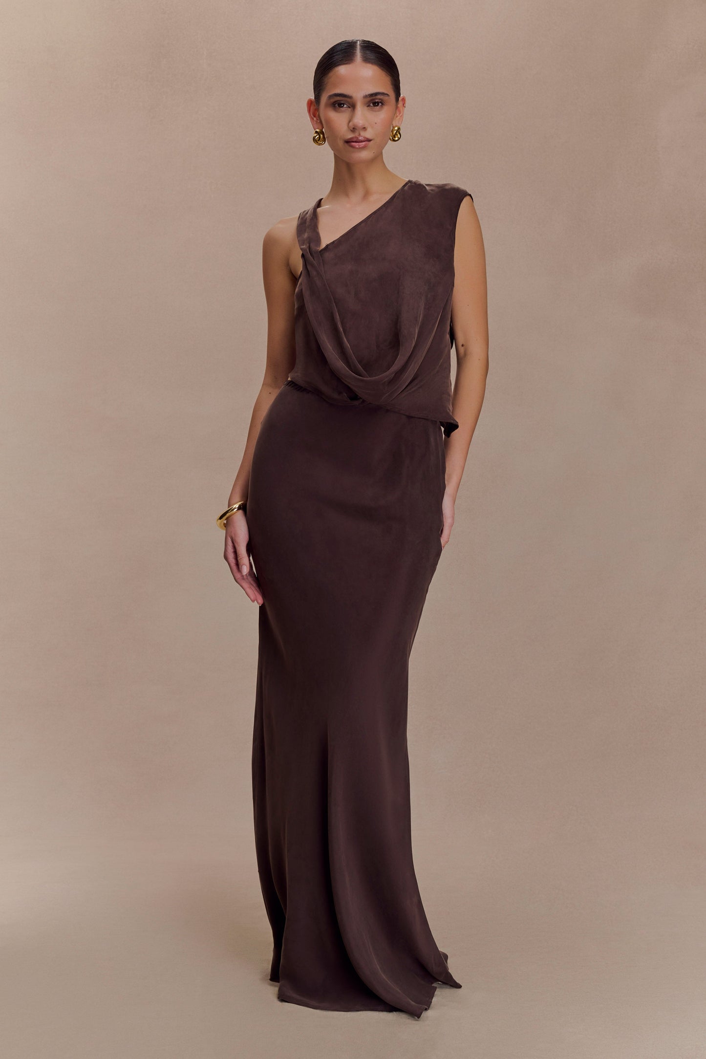 Top asymétrique Violeta - Chocolat noir
