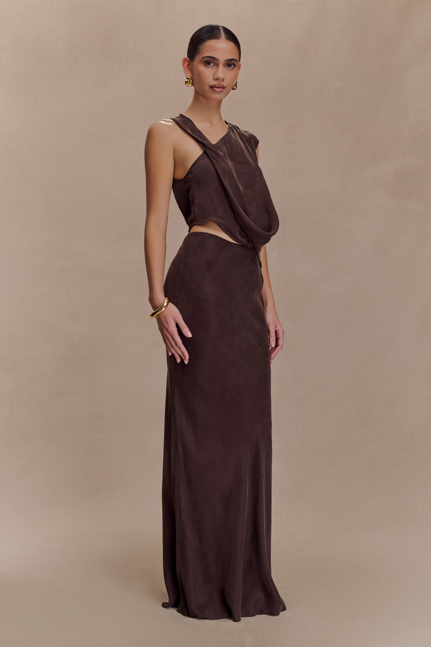 Top asymétrique Violeta - Chocolat noir