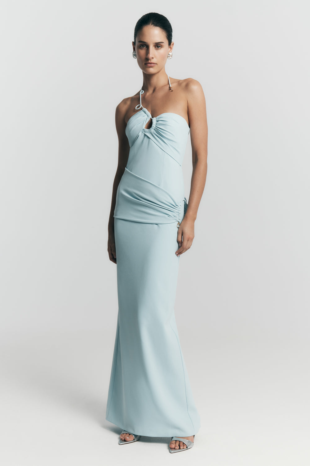 Robe Maxi Lalia à Manches Bouffantes - Bleu Poudré