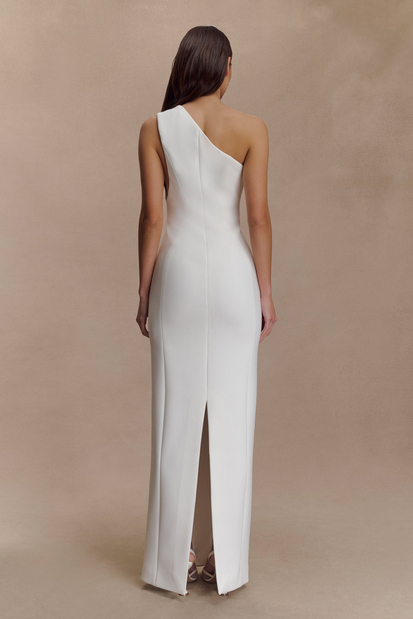 Robe maxi Milena en crêpe avec une seule épaule - Blanc