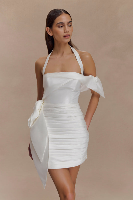 Mini-robe Claudine en taffetas floral - Blanc