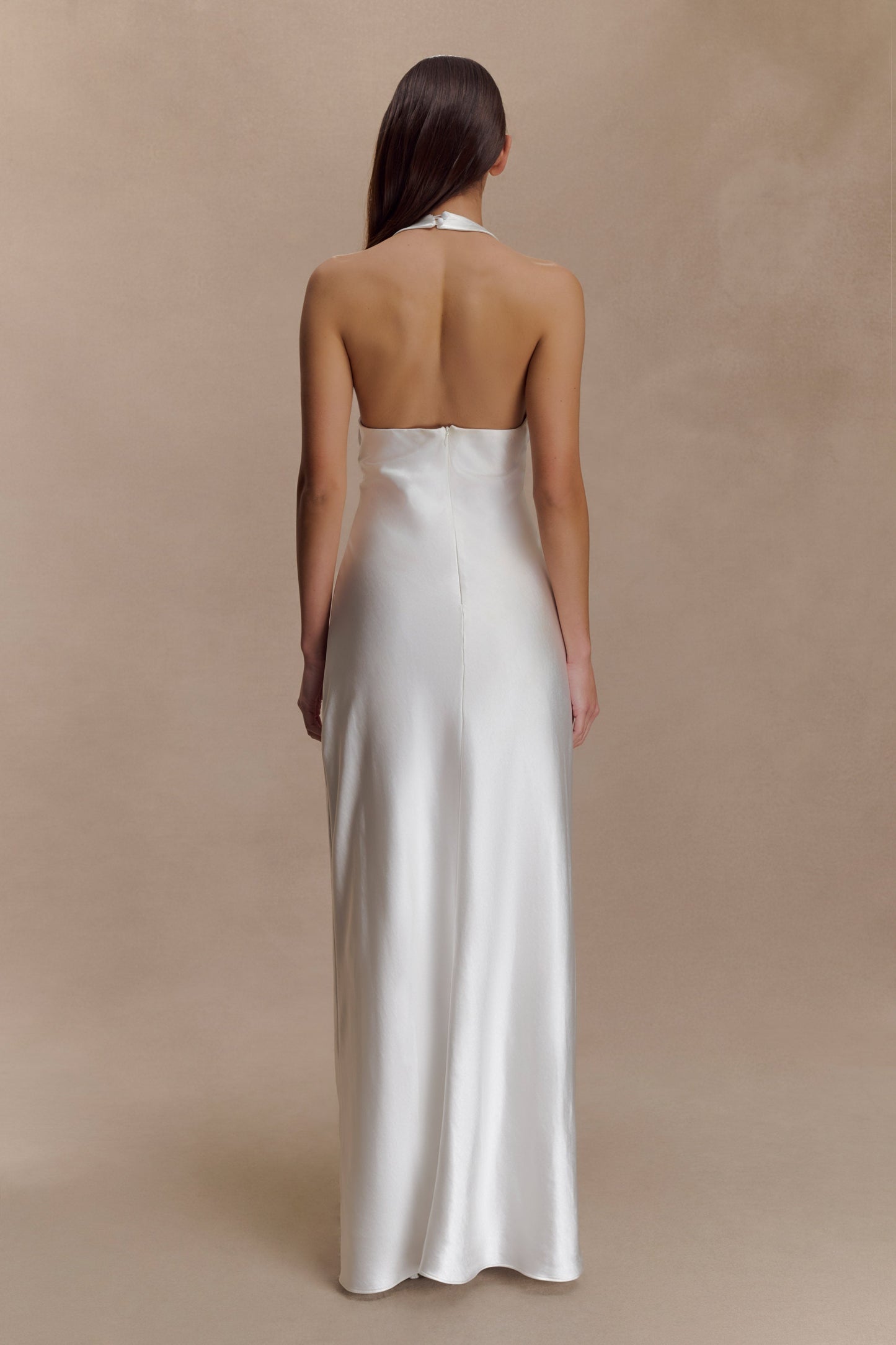 Alice Robe Maxi Satin à Décolleté Croisé - Blanc