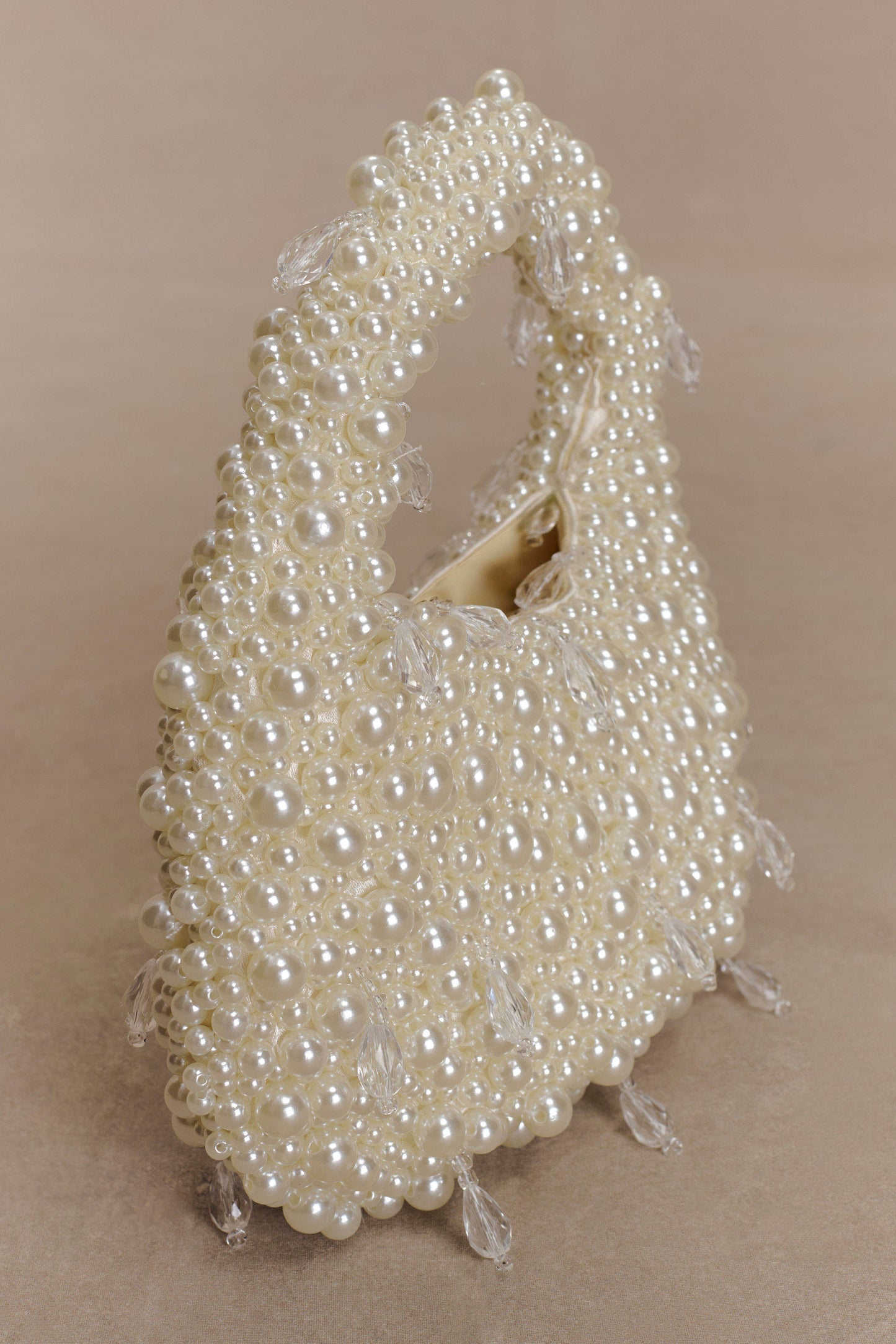 Sac à main en perles de verre en forme de goutte d'eau Amara - Blanc
