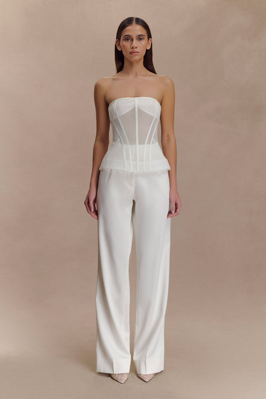 Pantalon droit en satin Fatima - Blanc