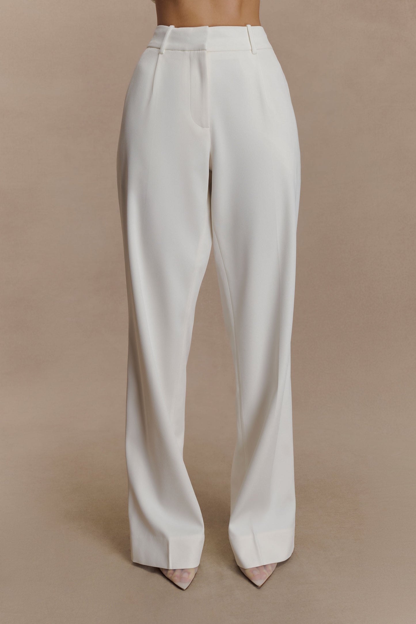 Pantalon droit en satin Fatima - Blanc