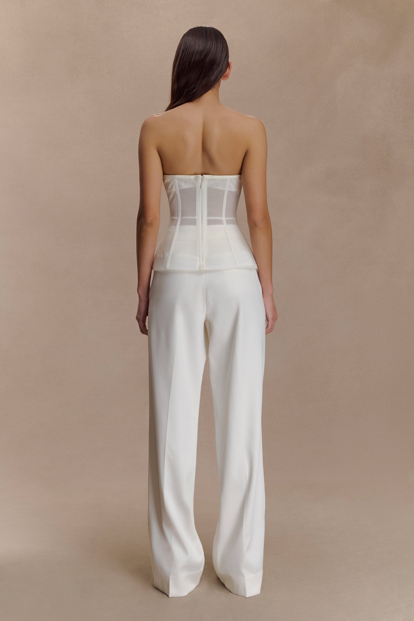 Pantalon droit en satin Fatima - Blanc