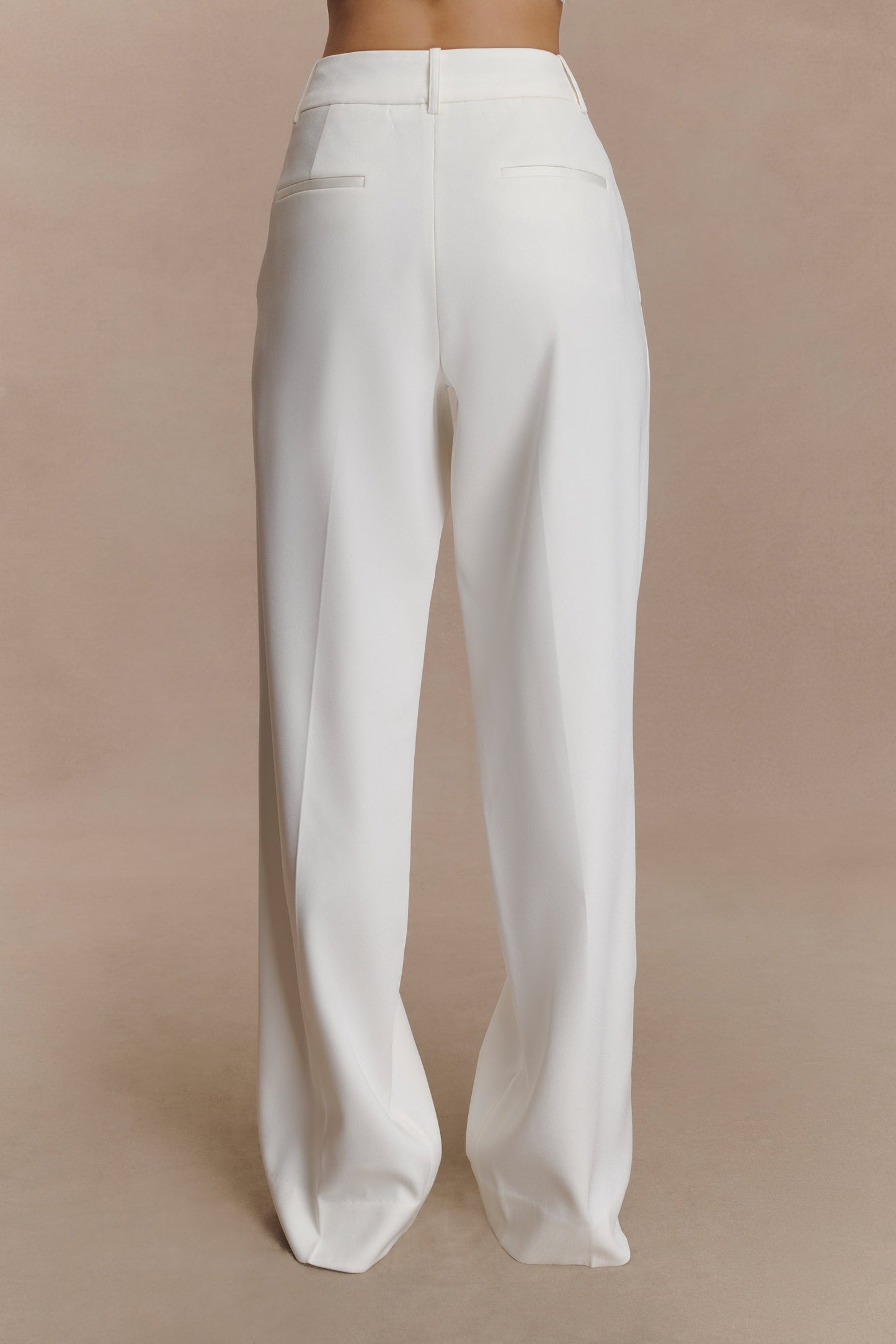 Pantalon droit en satin Fatima - Blanc
