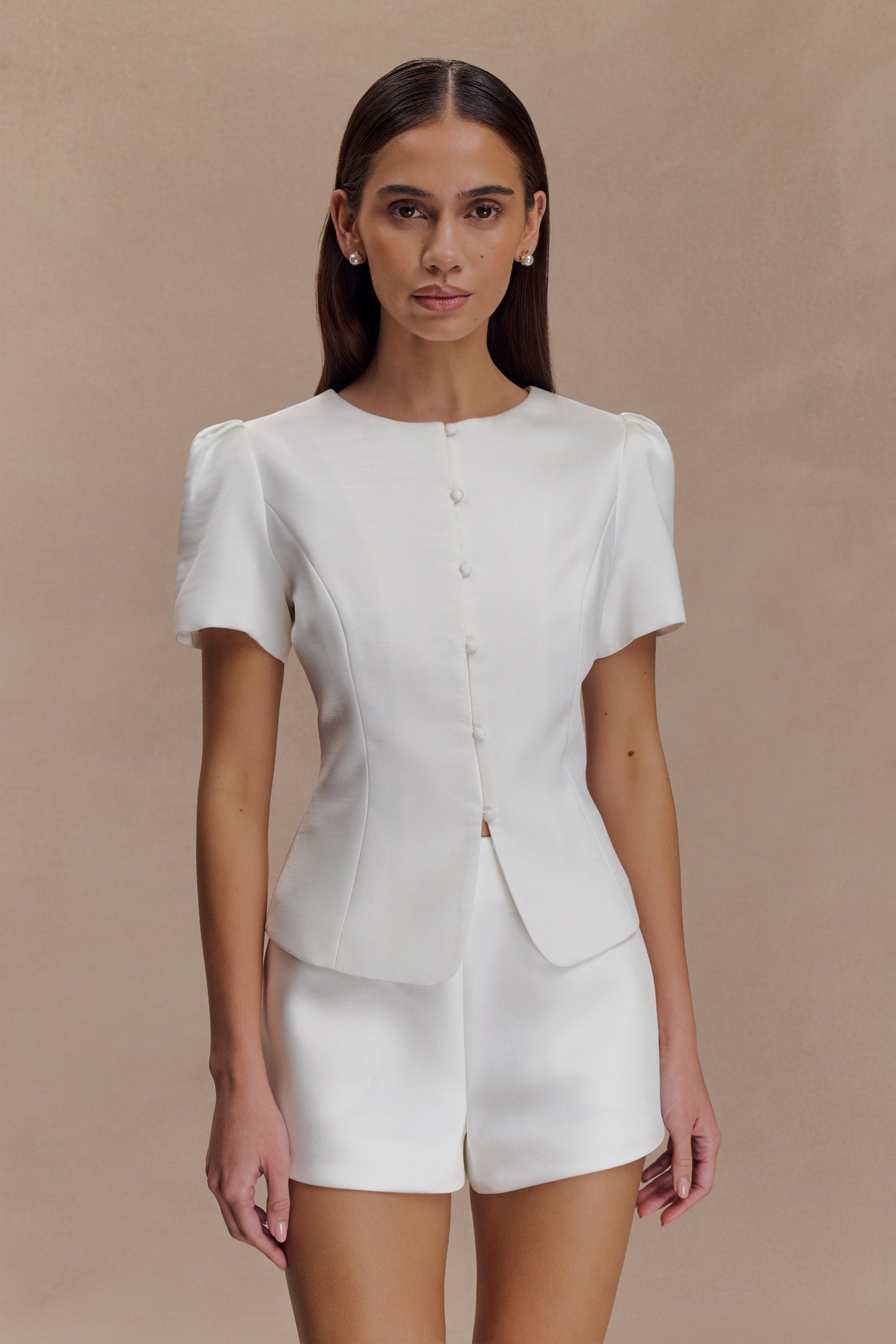 Anne Satin Mini Short - Blanc