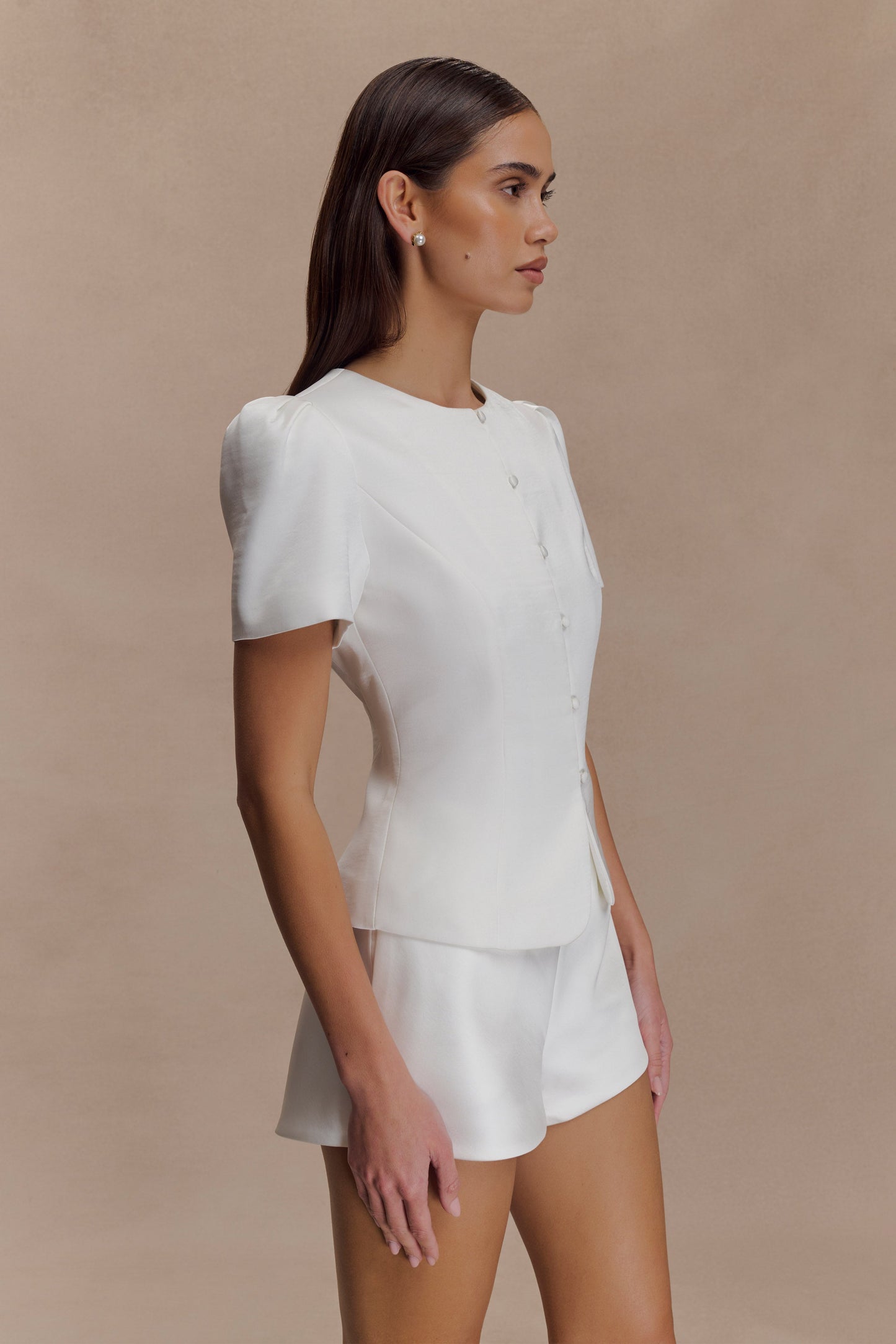 Anne Satin Mini Short - Blanc