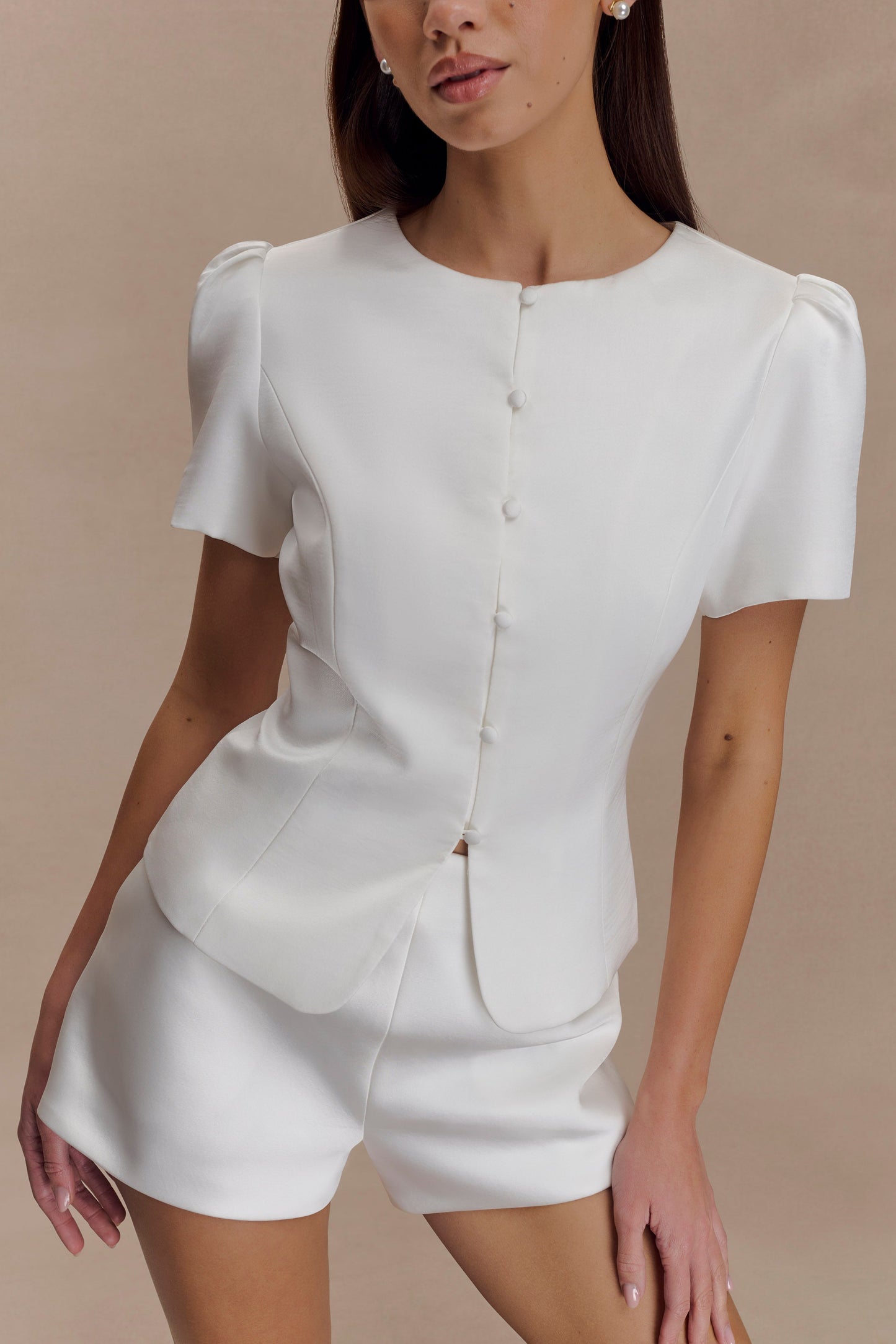 Anne Satin Mini Short - Blanc