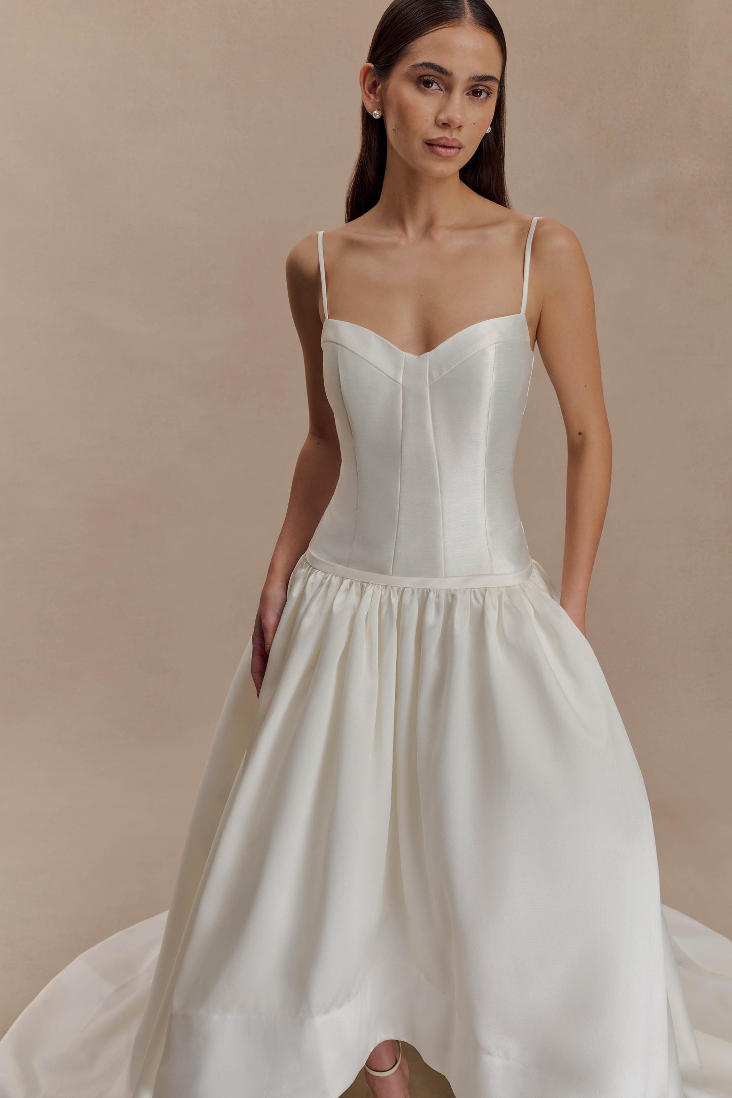 Robe Maxi en Taffetas Carol - Ivoire