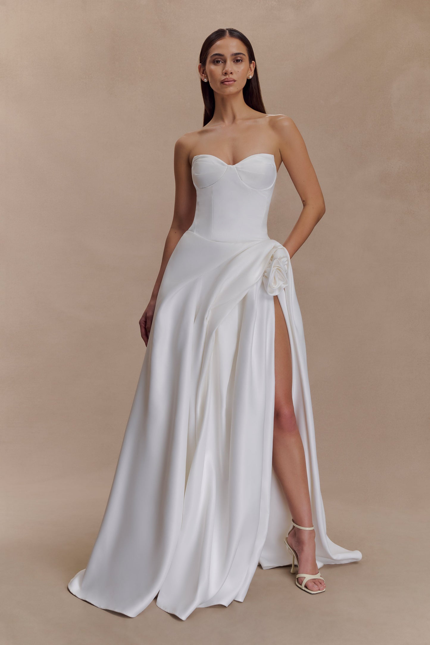 Robe longue corset sans bretelles Elizabeth - Blanche