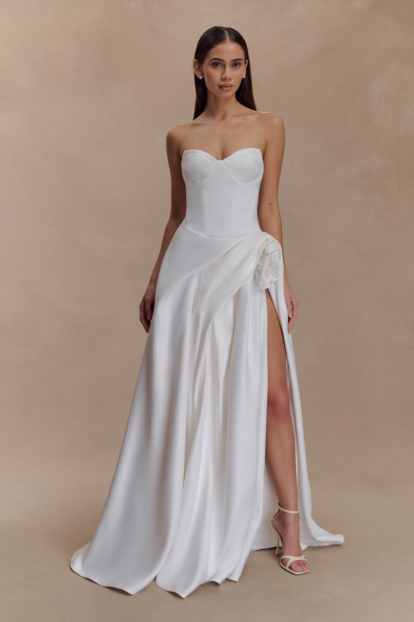 Robe longue corset sans bretelles Elizabeth - Blanche