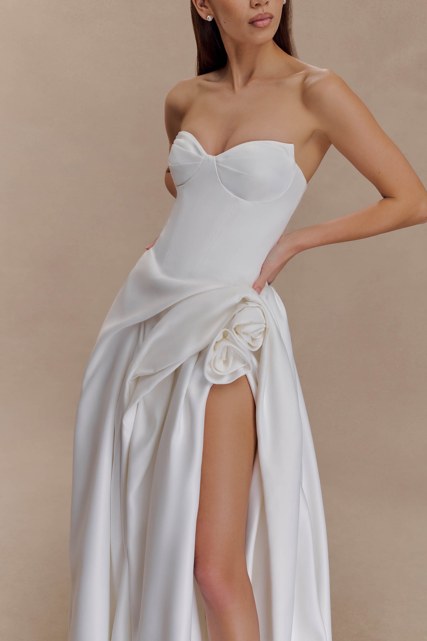 Robe longue corset sans bretelles Elizabeth - Blanche