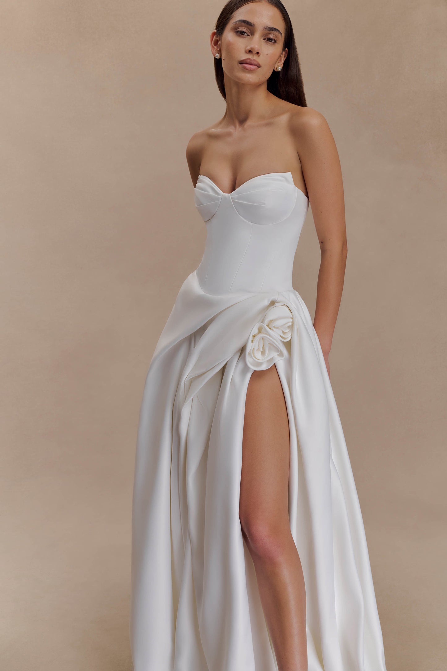 Robe longue corset sans bretelles Elizabeth - Blanche